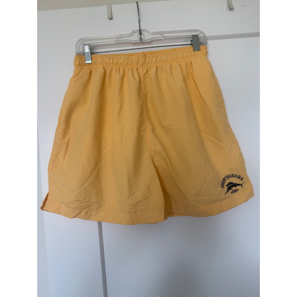 Tommy Bahama Relax Paradise Nation Swim Trunks Yellow Embroidered Marlin Mens